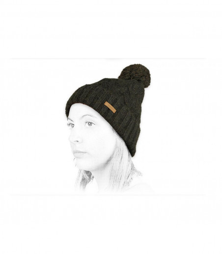 Barts green pompom beanie strass